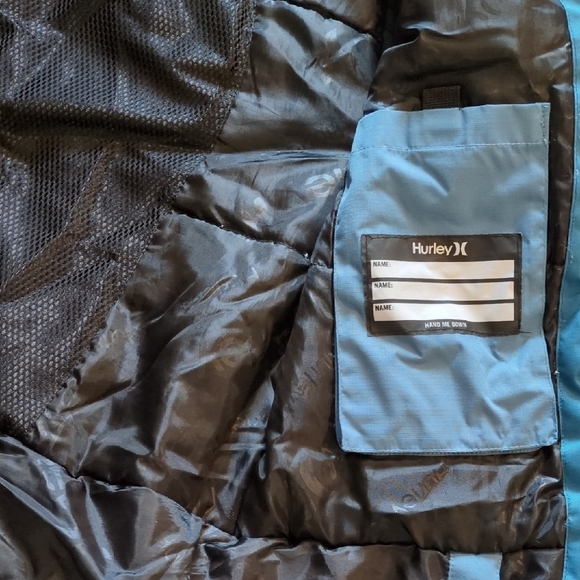 Hurley Boys Medium Hooded Winter Jacket Navy Light Blue Coat Youth - Picture 5 of 8